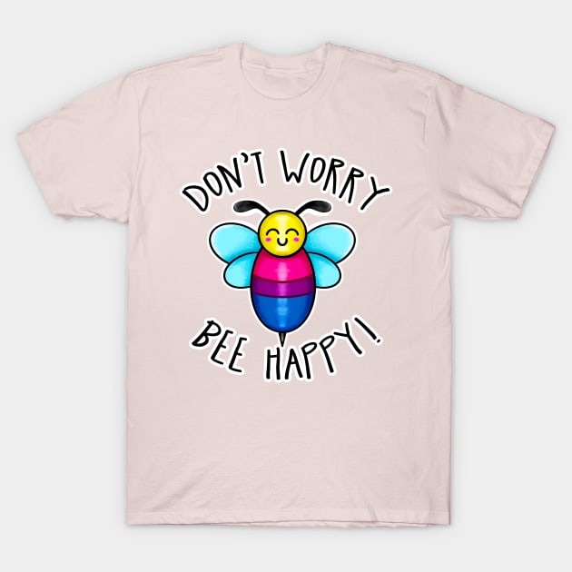 Kawaii LGBT Don't Worry Bee Happy. Bisexual Pride Flag T-Shirt by bolincradleyart